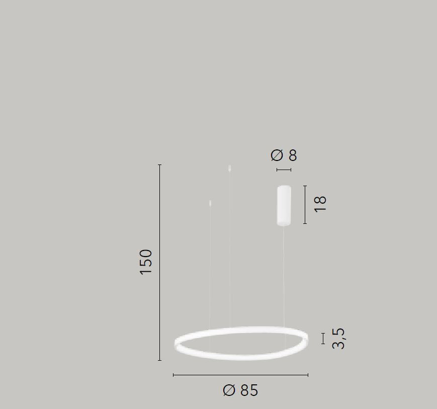 Lampadario KLAPTON a sospensione CCT D.85 cm 58W  In Alluminio