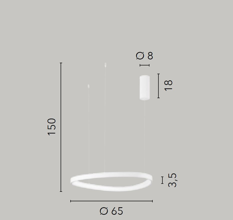 Lampadario KLAPTON a sospensione CCT D.65 cm 58W  In Alluminio