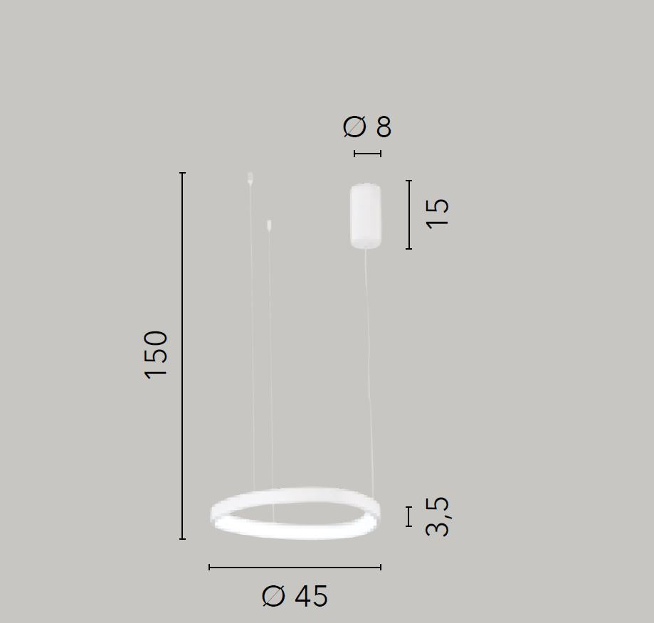 Lampadario Led Ovale D.45 cm Con Luce Selezionabile