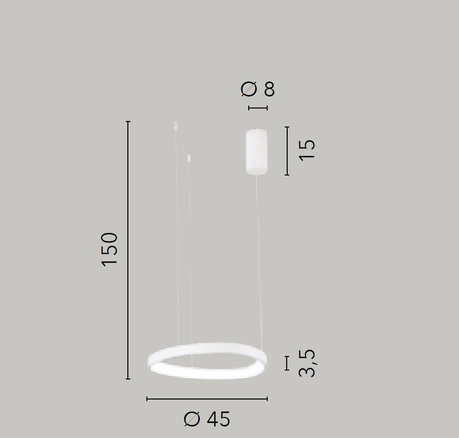Lampadario KLAPTON a sospensione CCT D.45 cm 40W  In Alluminio