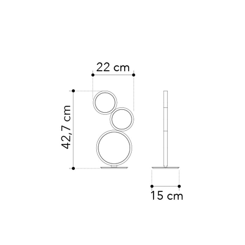 Lampada FREDY Con Base 3 Cerchi CCT 22 cm 15W in Alluminio