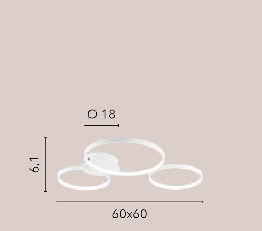 FREDY 3 Circles CCT Chandelier 60 cm 40W in Aluminum