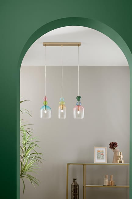 Lampadario I-GAUDI'-S3 trasparente paralume multicolore 3x E14 LUCE (non incluse) AMBIENTE DESIGN