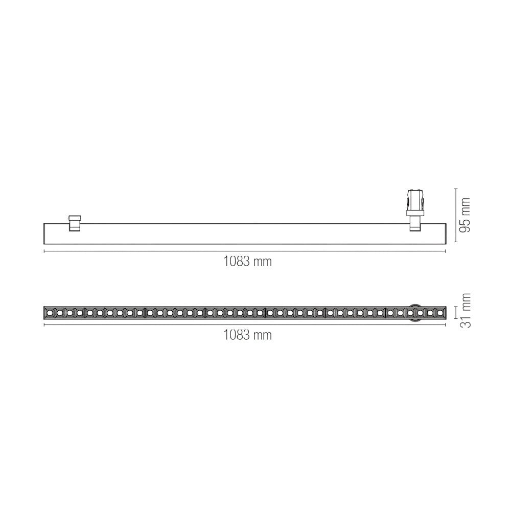 Modulo lineare LED 108 cm da incasso 22W 3000K nero dimmerabile per sistema SHIFT PROJECT 48V