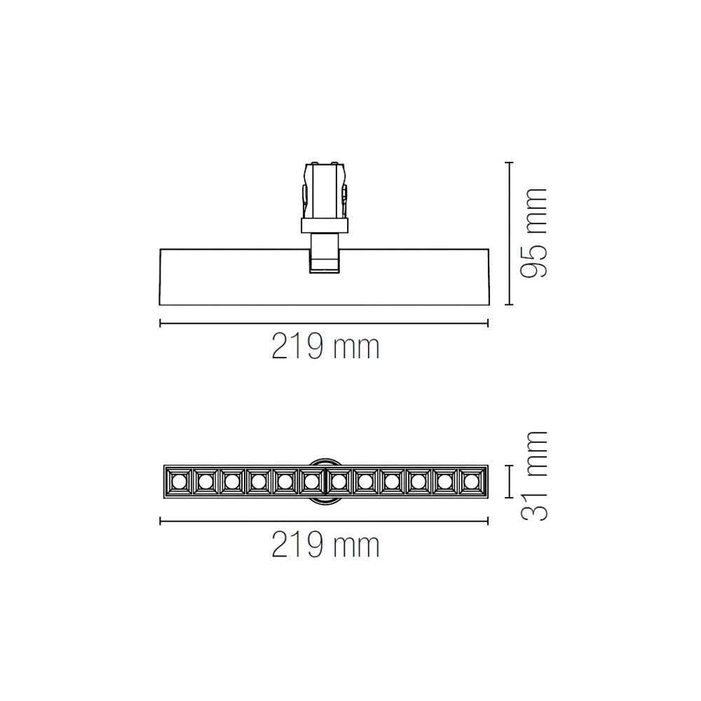 Modulo lineare LED UGR da incasso 12W 3000K nero dimmerabile per sistema SHIFT PROJECT 48V
