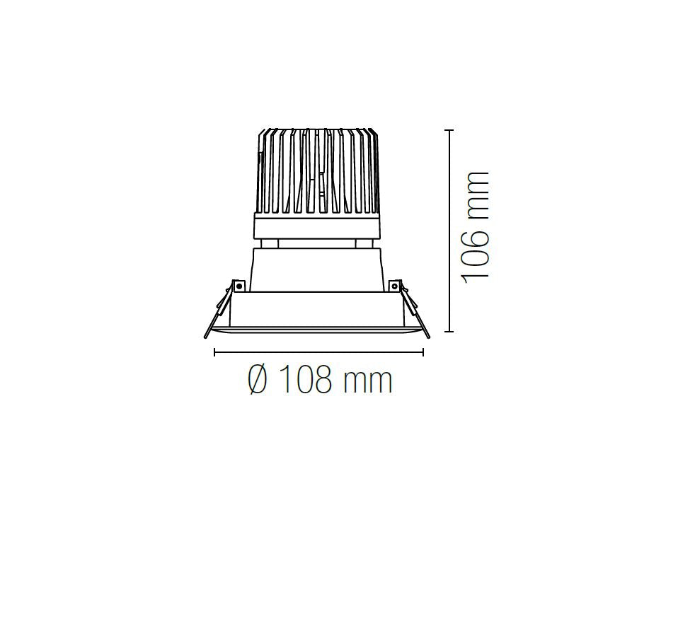 Faretto ELITE LED 10w 10 cm ad incasso in alluminio e finitura in bianco goffrato