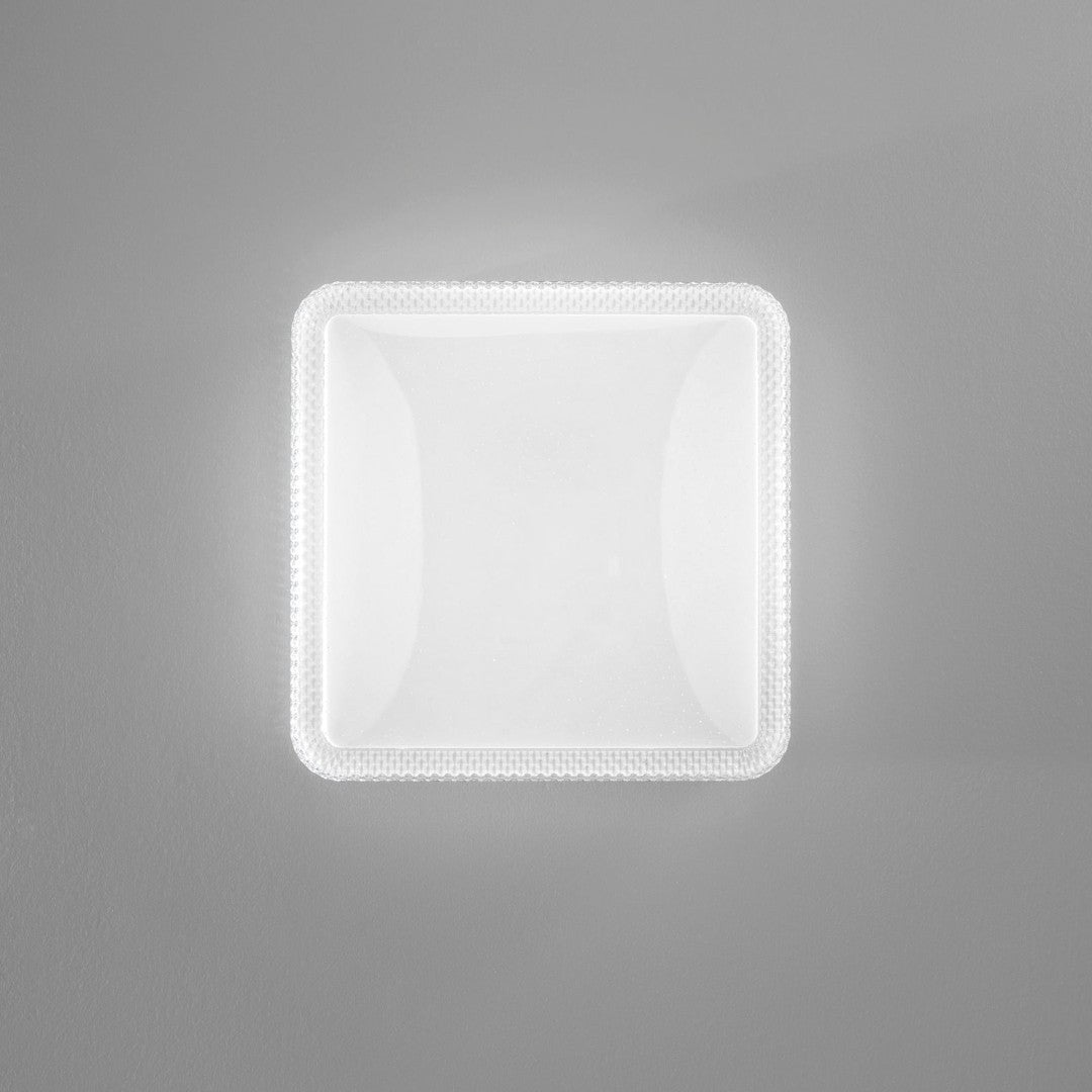 Plafoniera led pixel quadrata bianca 18w 1815lm cct 3000k 4000k 6500k dimmerabile 28,5x7,5x28,5cm