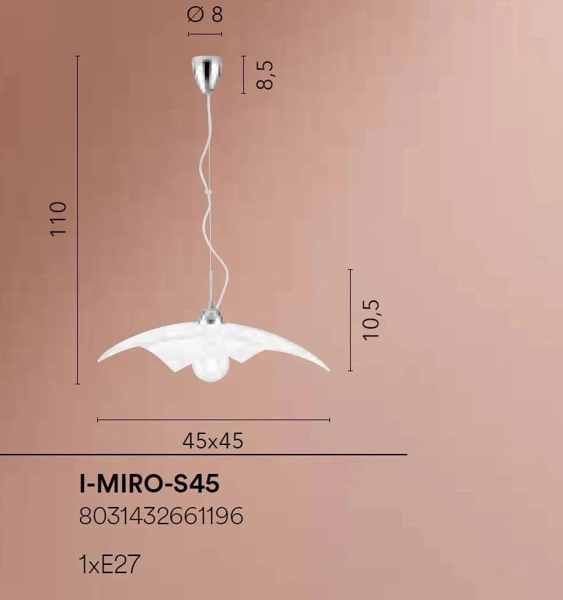 Lampadario a sospensione MIRÒ (E27) 45 cm in Vetro 45X45X110CM