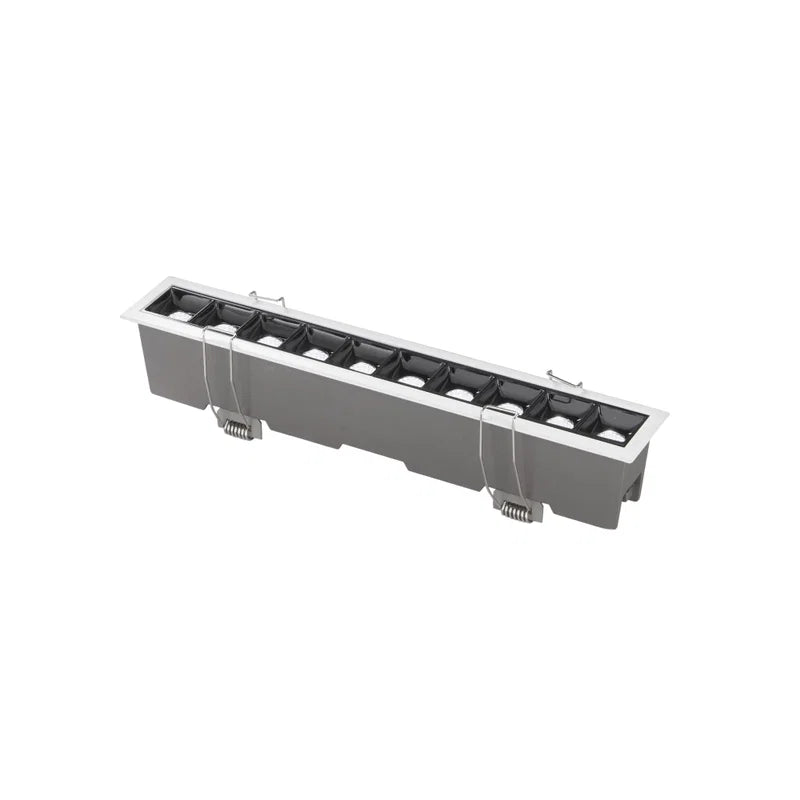 Faretto LED lineare modulare da incasso da 20 W, con 10 moduli da 2 W, bordo bianco e interno nero – Fan Europe