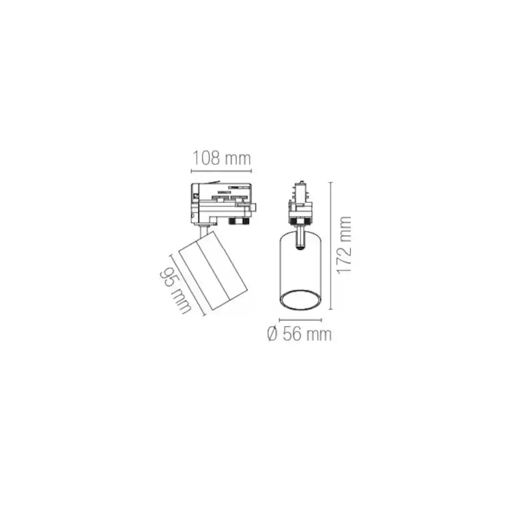 Faro proiettore per sistema binario Squib bianco 1 luce attacco GU10 5,6 × 17,2 cm